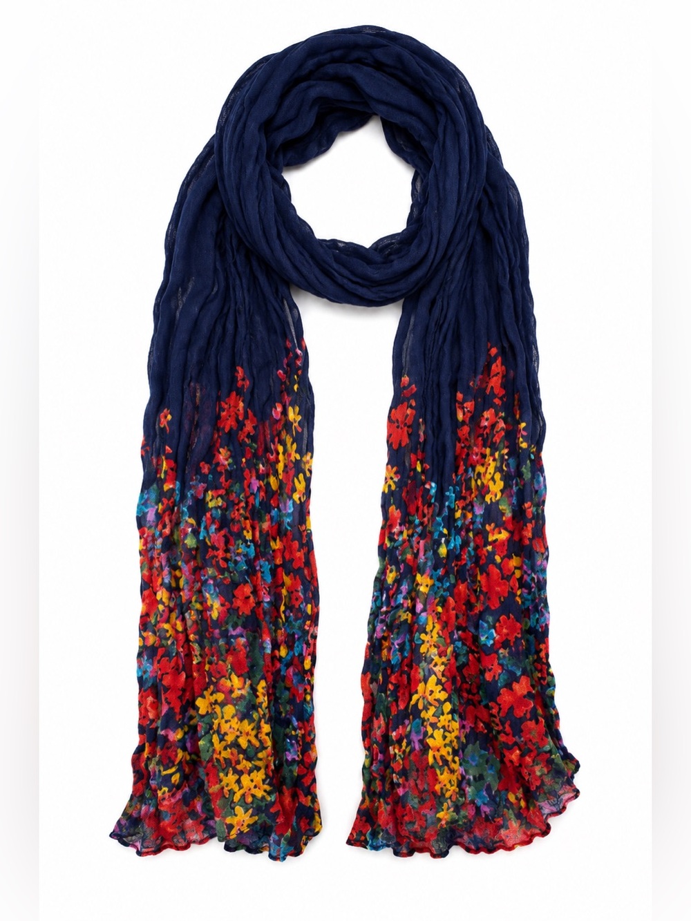 Old Navy Navy Blue Floral Ombre Lightweight Scarf One Size